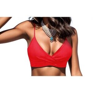 NWT Women’s Holipick Red Swim Top Cross Front Swimwear Size XL #231